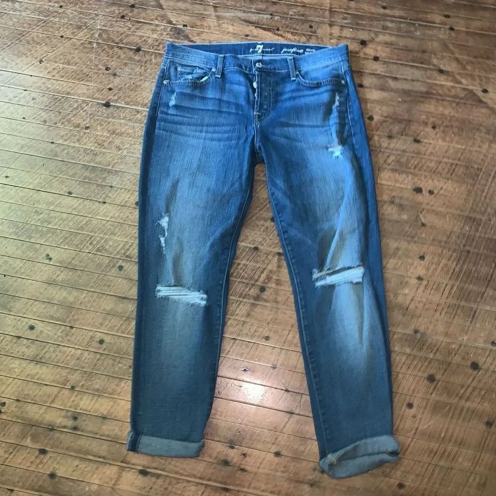 7 for All mankind Josephine 29 distressed multi button relaxed boyfriend jeans